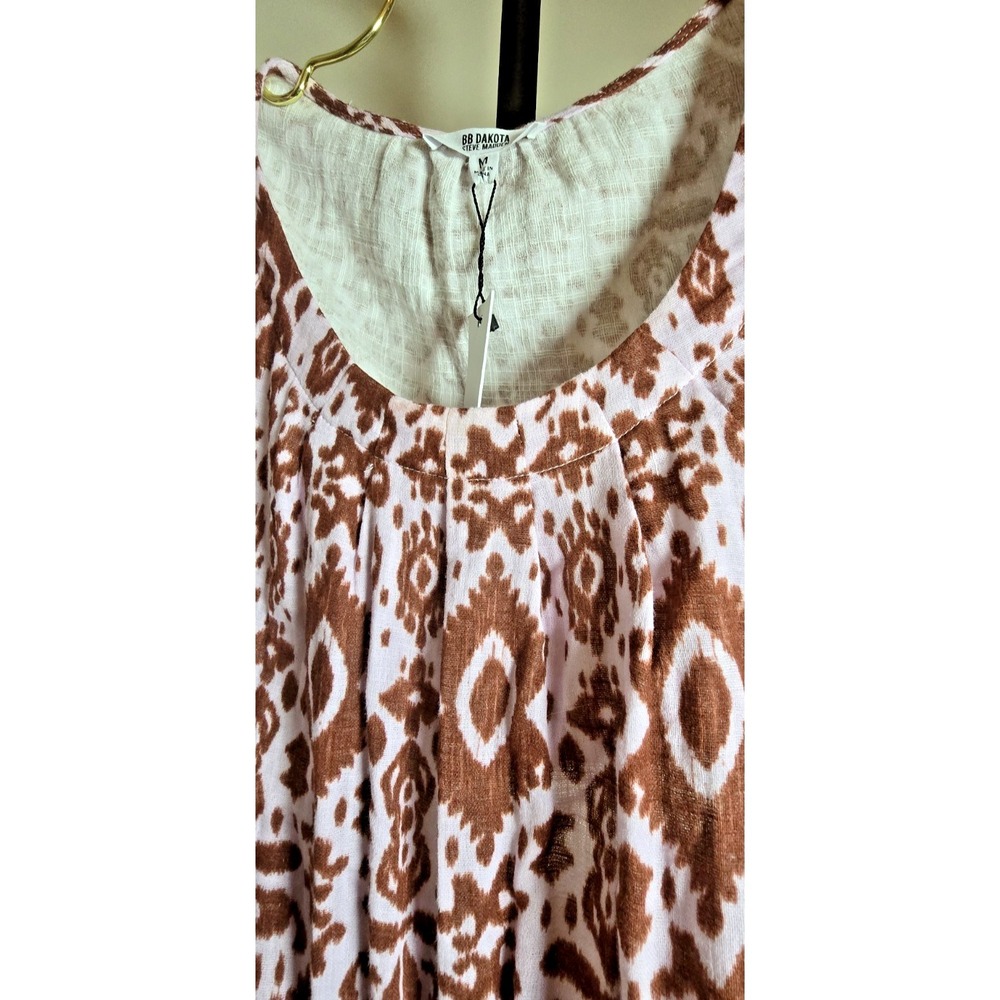NWT BB Dakota Steve Madden Smocked Mini Dress Women Medium Ikat Print Boho - Picture 11 of 13